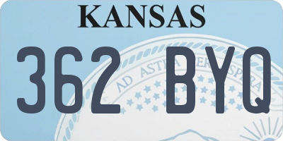 KS license plate 362BYQ