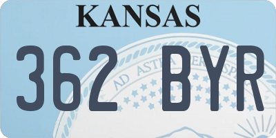 KS license plate 362BYR