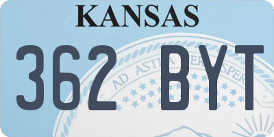 KS license plate 362BYT