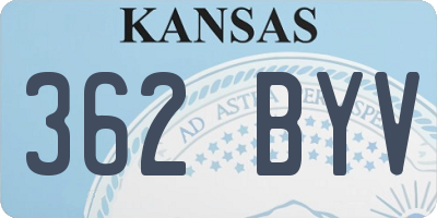 KS license plate 362BYV