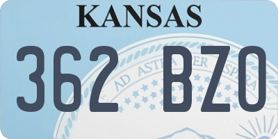 KS license plate 362BZO