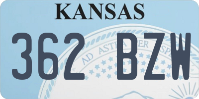 KS license plate 362BZW