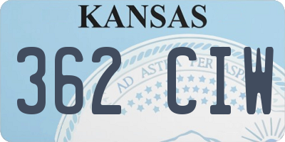 KS license plate 362CIW
