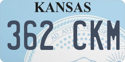 KS license plate 362CKM