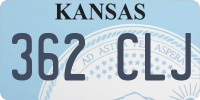 KS license plate 362CLJ
