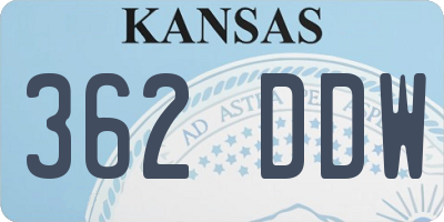KS license plate 362DDW