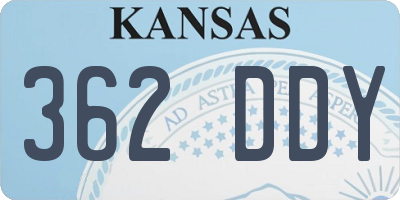 KS license plate 362DDY