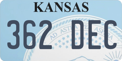 KS license plate 362DEC