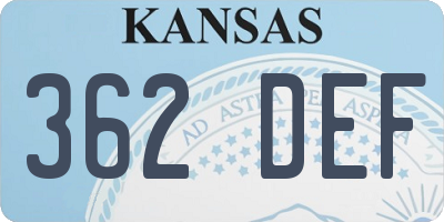 KS license plate 362DEF
