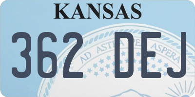 KS license plate 362DEJ