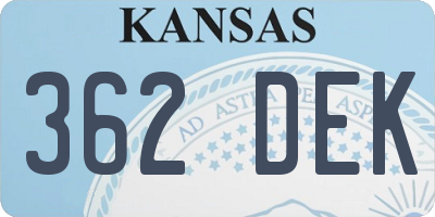 KS license plate 362DEK