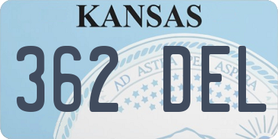 KS license plate 362DEL