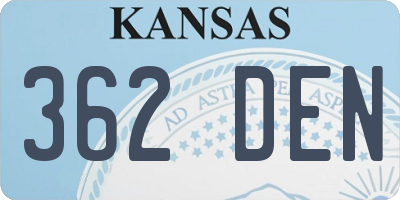 KS license plate 362DEN