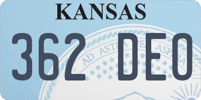 KS license plate 362DEO