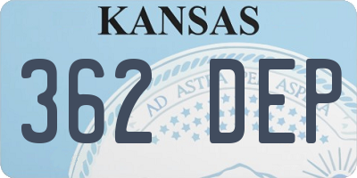 KS license plate 362DEP