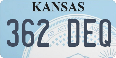 KS license plate 362DEQ