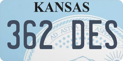 KS license plate 362DES