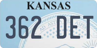KS license plate 362DET
