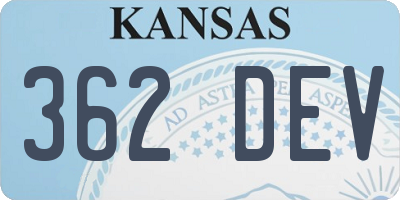 KS license plate 362DEV
