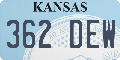 KS license plate 362DEW