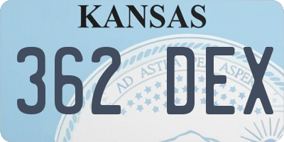 KS license plate 362DEX