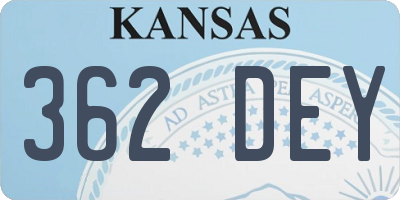 KS license plate 362DEY