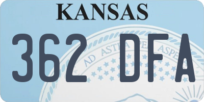 KS license plate 362DFA