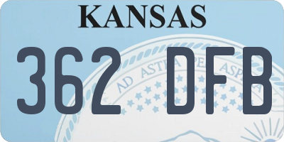 KS license plate 362DFB