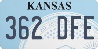 KS license plate 362DFE