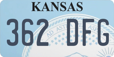 KS license plate 362DFG