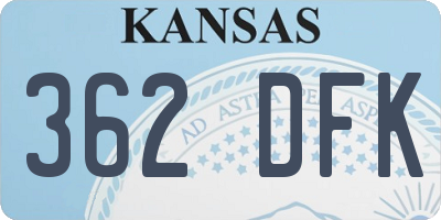 KS license plate 362DFK