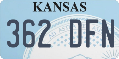 KS license plate 362DFN