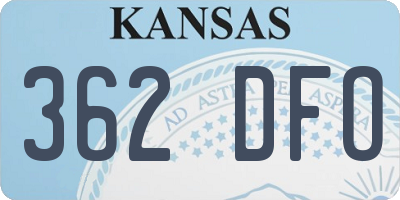 KS license plate 362DFO