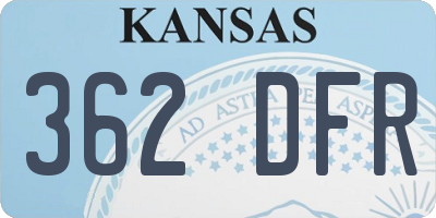 KS license plate 362DFR