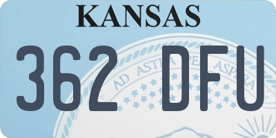 KS license plate 362DFU