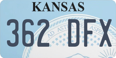 KS license plate 362DFX