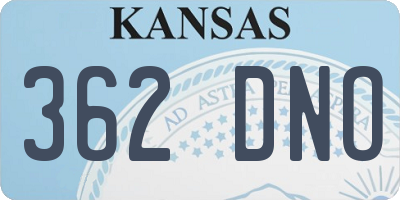 KS license plate 362DNO