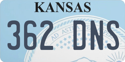 KS license plate 362DNS