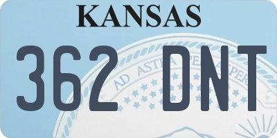 KS license plate 362DNT
