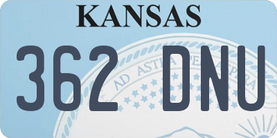 KS license plate 362DNU
