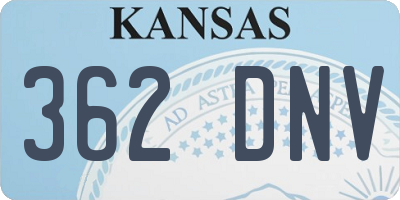 KS license plate 362DNV