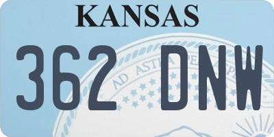 KS license plate 362DNW