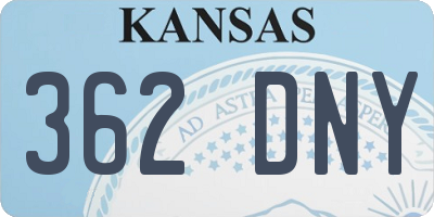 KS license plate 362DNY