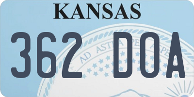 KS license plate 362DOA