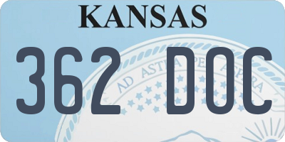 KS license plate 362DOC
