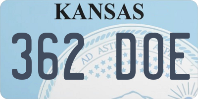 KS license plate 362DOE