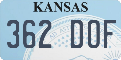 KS license plate 362DOF
