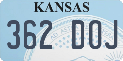 KS license plate 362DOJ