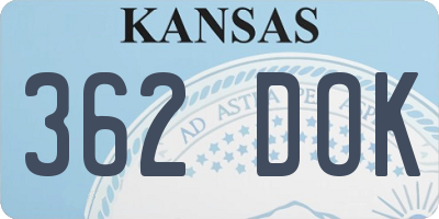KS license plate 362DOK