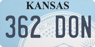 KS license plate 362DON